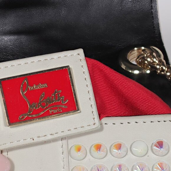 Christian Louboutin Studded Bow Neutral Leather Mini Crossbody Bag - Picture 12 of 12